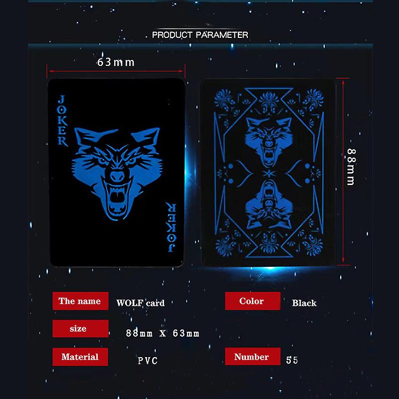 Playing Cards Plastic Blue Wolf