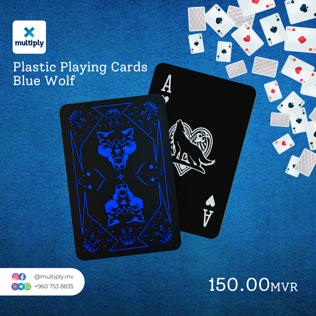 Playing Cards Plastic Blue Wolf