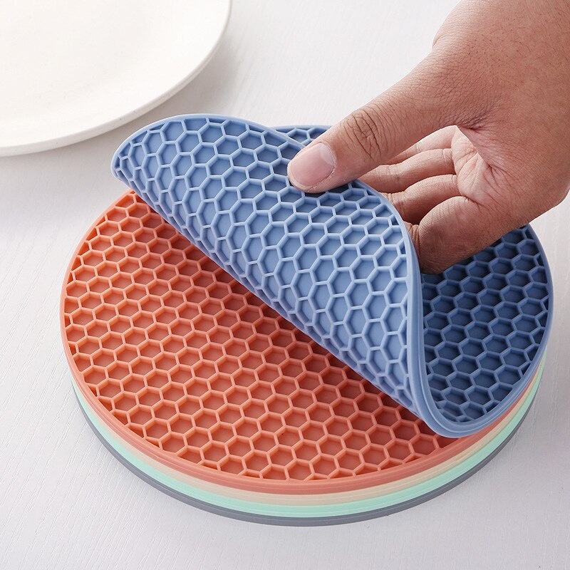 Silicone Table Mat Round Honeycomb 4 PCS SET