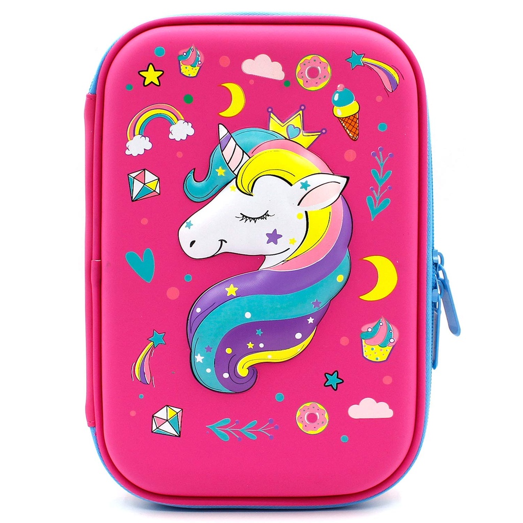 Pencil Case EVA Large - Purple Star Unicorn 3D